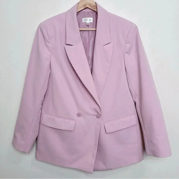 Rd  Style Womens Xsmall Oversized Lilac Double Breasted Blazer - Picture 3 of 15